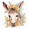 20 High-Quality Floral Donkey Clipart - Floral donkey digital watercolor JPG instant download for commercial use - Digital download