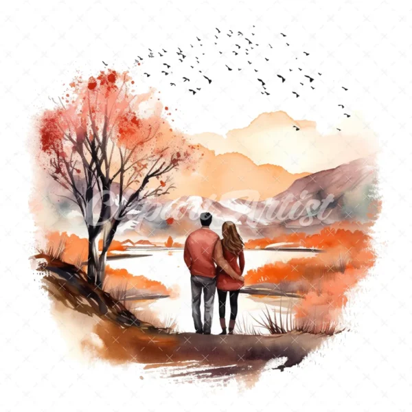 20 High-Quality Loving Couple Clipart - Loving couple digital watercolor JPG instant download for commercial use - Digital download