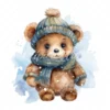 20 High-Quality Winter Teddy Bear Clipart - Winter teddy bear digital watercolor JPG instant download for commercial use - Digital download