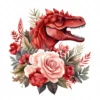 20 High-Quality Red Floral Dinosaur Clipart - Red dinosaur digital watercolor JPG instant download for commercial use - Digital download