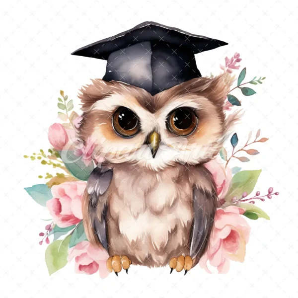 19 High-Quality Graduation Owl Clipart - Graduation owl digital watercolor JPG instant download for commercial use - Digital download