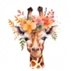 19 High-Quality Floral Giraffe Clipart - Floral giraffe digital watercolor JPG instant download for commercial use - Digital download
