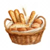 20 High-Quality Bread Basket Clipart - Bread basket digital watercolor JPG instant download for commercial use - Digital download