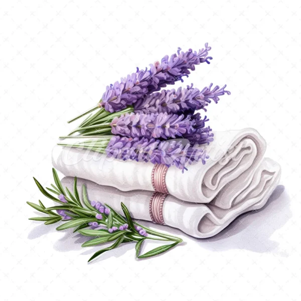 20 High-Quality Lavender Towels Clipart - Lavender towels digital watercolor JPG instant download for commercial use - Digital download