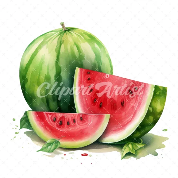20 High-Quality Watermelon Clipart - Watermelon digital watercolor JPG instant download for commercial use - Digital download