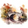 19 High-Quality Bridge on River Clipart - Bridge on river digital watercolor JPG instant download for commercial use - Digital download