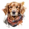 20 High-Quality Golden Retriever with Bandana Clipart - Dogs digital watercolor JPG instant download for commercial use - Digital download