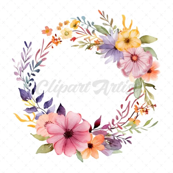 20 High-Quality Floral Wreaths Clipart - Floral Wreath digital watercolor JPG instant download for commercial use - Digital download