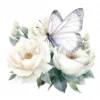 19 High-Quality White Butterfly Rose Clipart -White Butterfly digital watercolor JPG instant download for commercial use - Digital download