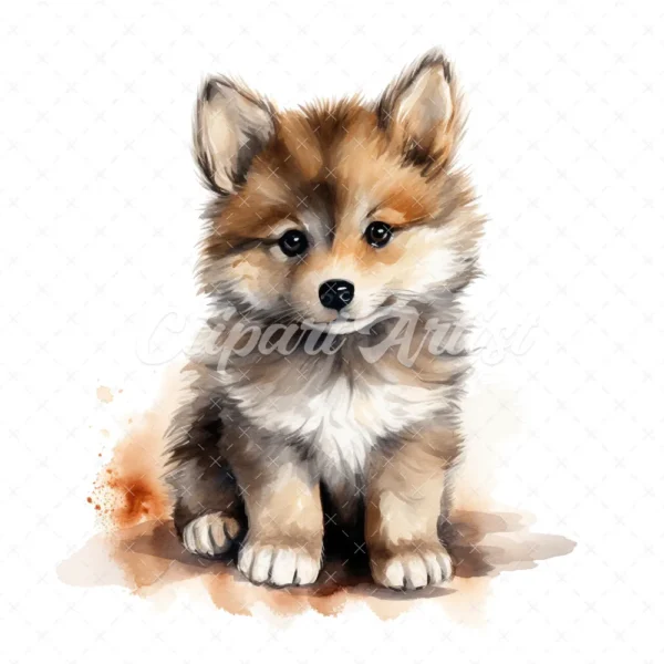 20 High-Quality Fluffy Sitting Dogs Clipart - Fluffy dogs digital watercolor JPG instant download for commercial use - Digital download