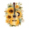 20 High-Quality Sunflowers Guitars Clipart - Sunflowers guitar digital watercolor JPG instant download for commercial use - Digital download