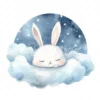 20 High-Quality Sleeping Bunny Clipart - Sleeping bunny digital watercolor JPG instant download for commercial use - Digital download