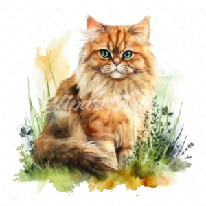 19 High-Quality Sitting Persian Cat Clipart - Persian cat digital watercolor JPG instant download for commercial use - Digital download