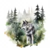 20 High-Quality Forest Grey Wolf Clipart - Forest grey wolf digital watercolor JPG instant download for commercial use - Digital download
