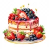 20 High-Quality Birthday Fruit Cake Clipart - Fruit cake digital watercolor JPG instant download for commercial use - Digital download