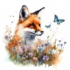 19 High-Quality Fox and Butterfly Clipart - Fox and butterfly digital watercolor JPG instant download for commercial use - Digital download