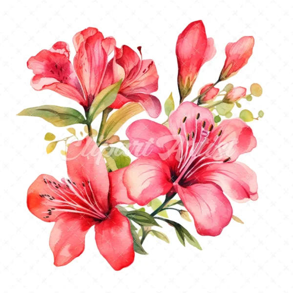 20 High-Quality Alstroemeria Clipart - Alstroemeria flower digital watercolor JPG instant download for commercial use - Digital download