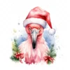 20 High-Quality Flamingo Santa Hat Clipart - Flamingo hat digital watercolor JPG instant download for commercial use - Digital download