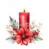 20 High-Quality Red Floral Candles Clipart - Red candle flower digital watercolor JPG instant download for commercial use - Digital download