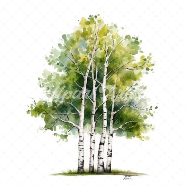 19 High-Quality Birch Tree Clipart - Birch tree digital watercolor JPG instant download for commercial use - Digital download