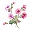 20 High-Quality Hollyhock Clipart - Hollyhock flowers digital watercolor JPG instant download for commercial use - Digital download