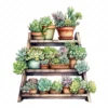 20 High-Quality Succulent Rack Clipart - Succulent rack digital watercolor JPG instant download for commercial use - Digital download