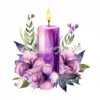 19 High-Quality Purple Floral Candle Clipart - Purple candle digital watercolor JPG instant download for commercial use - Digital download