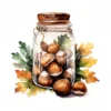 20 High-Quality Acorns Jar Clipart - Acorns jar digital watercolor JPG instant download for commercial use - Digital download