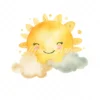 18 High-Quality Cute Sun and Cloud Clipart - Cute sun cloud digital watercolor JPG instant download for commercial use - Digital download