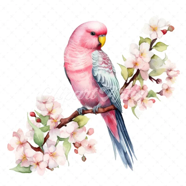 18 High-Quality Pink Bourke Parakeet Clipart - Pink parakeet digital watercolor JPG instant download for commercial use - Digital download