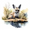 19 High-Quality Bat Eared Fox Clipart - Bat eared fox digital watercolor JPG instant download for commercial use - Digital download