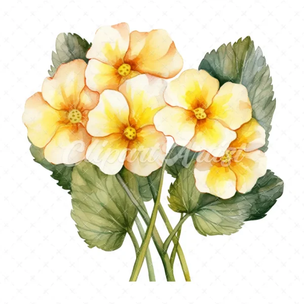 20 High-Quality Primrose Clipart - Primrose flowers watercolor JPG instant download for commercial use - Digital download