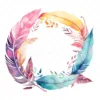19 High-Quality Feathers Wreath Clipart - Feathers wreath digital watercolor JPG instant download for commercial use - Digital download