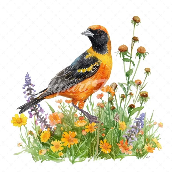 19 High-Quality Baltimore Oriole Clipart - Baltimore oriole digital watercolor JPG instant download for commercial use - Digital download