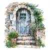 20 High-Quality Doors on Countryside Clipart - Floral doors digital watercolor JPG instant download for commercial use - Digital download
