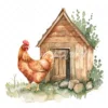 20 High-Quality Chicken Coop Clipart - Chicken coop digital watercolor JPG instant download for commercial use - Digital download