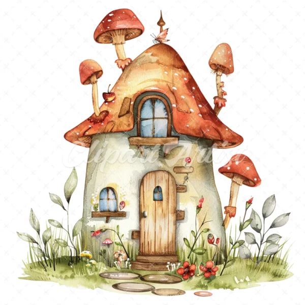 20 High-Quality Little Fairy House Clipart - Fairy house digital watercolor JPG instant download for commercial use - Digital download