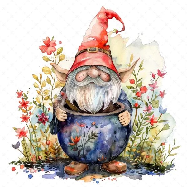 20 High-Quality Gnomes With Cauldron Clipart - Gnomes cauldron digital watercolor JPG instant download for commercial use - Digital download