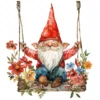 18 High-Quality Gnome on Swing Clipart - Gnome on swing wreath digital watercolor JPG instant download for commercial use - Digital download