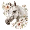 20 High-Quality White Floral Horse Clipart - White horse digital watercolor JPG instant download for commercial use - Digital download