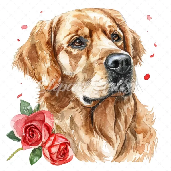 20 High-Quality Golden Retriever Clipart - Golden retriever digital watercolor JPG instant download for commercial use - Digital download
