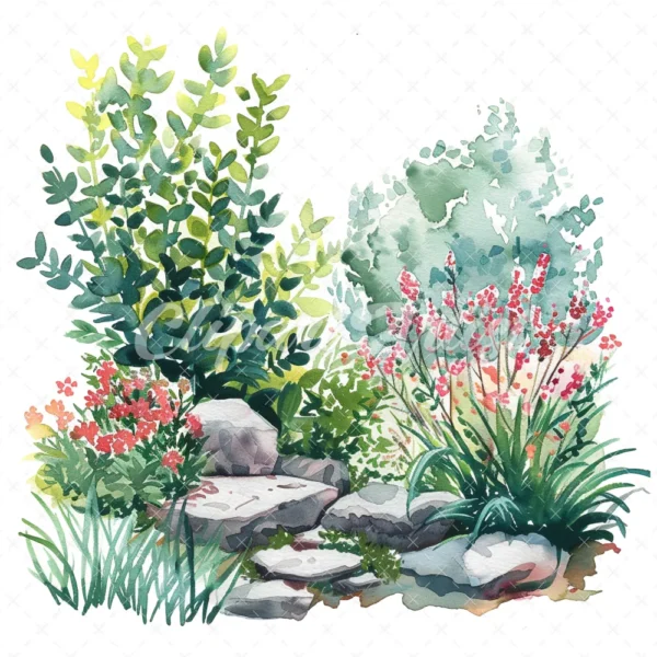 20 High-Quality Landscape Garden Clipart - Landscape garden digital watercolor JPG instant download for commercial use - Digital download