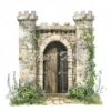 20 High-Quality Castle Entrance Clipart - Castle entrance digital watercolor JPG instant download for commercial use - Digital download