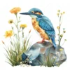 20 High-Quality Floral Kingfisher Clipart - Floral kingfisher digital watercolor JPG instant download for commercial use - Digital download