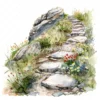 20 High-Quality Rocky Path Clipart - Rocky path digital watercolor JPG instant download for commercial use - Digital download