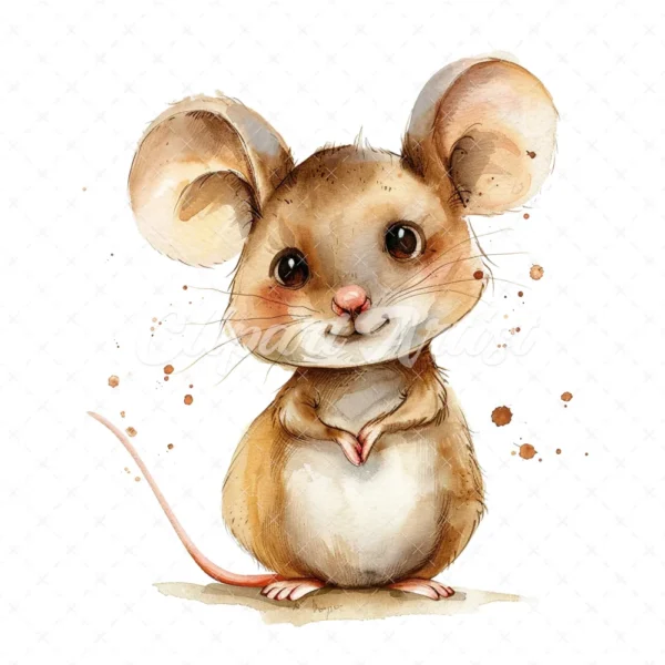 20 High-Quality Cute Mouse Clipart - Cute mouse digital watercolor JPG instant download for commercial use - Digital download