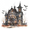 20 High-Quality Haunted House Clipart - Haunted house digital watercolor JPG instant download for commercial use - Digital download