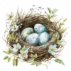 20 High-Quality Floral Bird Nest Clipart - Floral bird nest digital watercolor JPG instant download for commercial use - Digital download