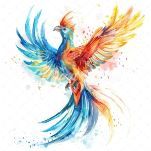 20 High-Quality Fantasy Bird Clipart - Fantasy bird watercolor JPG instant download for commercial use - Digital download