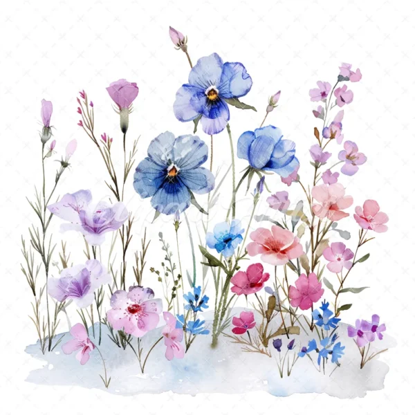 22 High-Quality Winter Wildflowers Clipart - Winter wildflowers watercolor JPG instant download for commercial use - Digital download